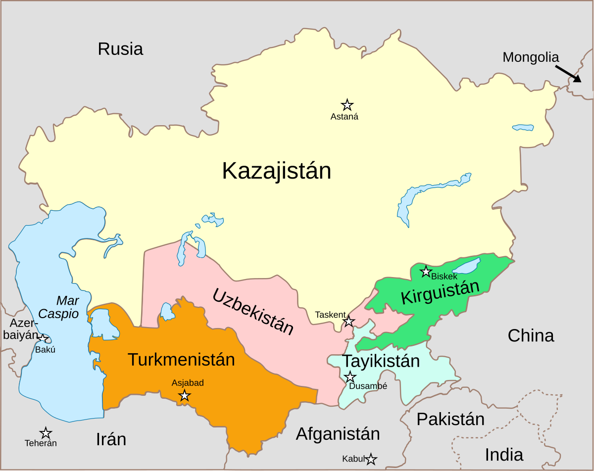 Mapa político de Asia Central